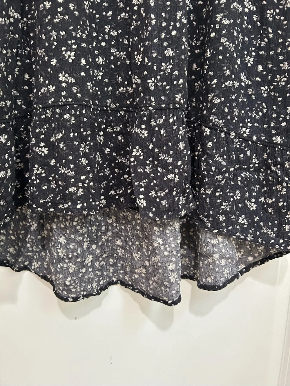 abercrombie kids Black Floral Short Sleeve Smocked Dress
